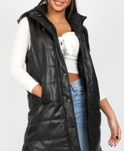 doudoune sans manche simili cuir